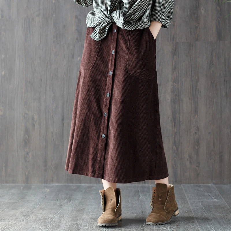 YP- corduroy single-breasted large pocket solid color Elastic waist skirt mori girl 2018 autumn winter
YP- corduroy single-breasted large pocket solid color Elastic waist skirt mori girl 2018 autumn winter