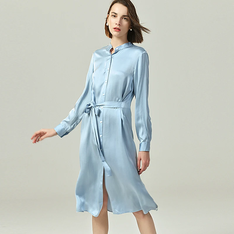 100% Silk Dress Women Simple Elegant Style O Neck Long Sleeves Front Sashes Long Straight Dress Quality Fabric Fashion 2019
100% Silk Dress Women Simple Elegant Style O Neck Long Sleeves Front Sashes Long Straight Dress Quality Fabric Fashion 2019