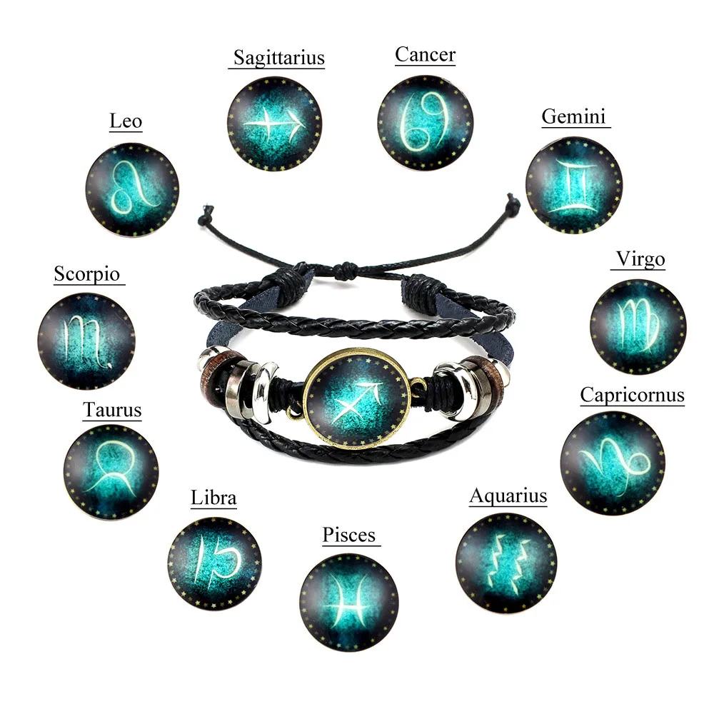 Punk Style Women Men Leather Bracelet 3 Layer Leather Wrap 12 Zodiac Constellations Design Bracelets Best Birthday Gift Jewelry
Punk Style Women Men Leather Bracelet 3 Layer Leather Wrap 12 Zodiac Constellations Design Bracelets Best Birthday Gift Jewelry