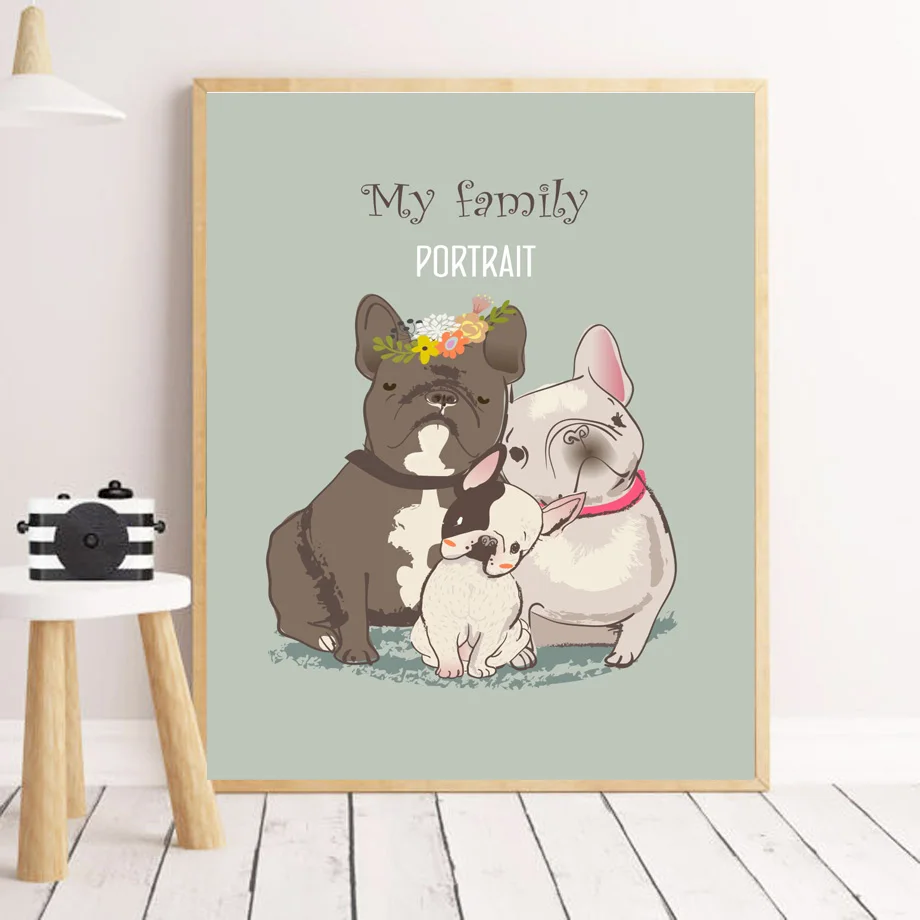 Cartoon Bulldog Family Portrait Nordic Posters And Prints Wall Art Canvas Painting Animal Wall Pictures For Kids Room Wall Decor
Cartoon Bulldog Family Portrait Nordic Posters And Prints Wall Art Canvas Painting Animal Wall Pictures For Kids Room Wall Decor