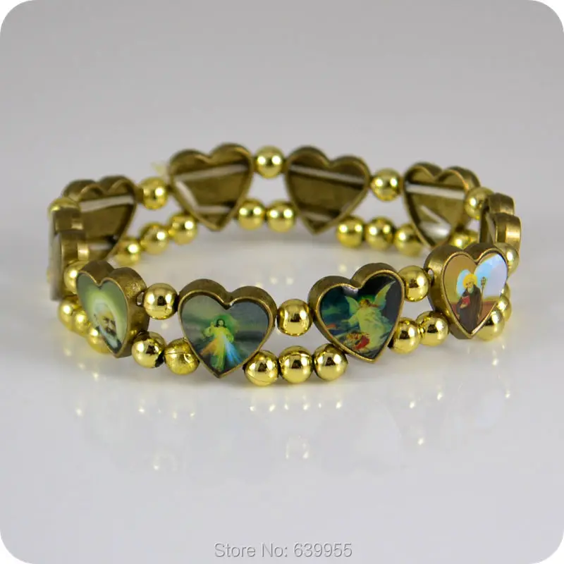 Heart shape Icon Catholic Rosary Beads Bracelet JESUS SAINTS Angel Virgin Mary Fashion Religious Jewelry Alloy Elastic Bracelets
Heart shape Icon Catholic Rosary Beads Bracelet JESUS SAINTS Angel Virgin Mary Fashion Religious Jewelry Alloy Elastic Bracelets
