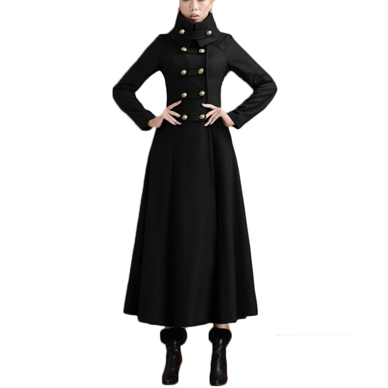 2019 New women Black jacket women vintage stand collar double-breasted slim long wool coat plus size autumn winter overcoat
2019 New women Black jacket women vintage stand collar double-breasted slim long wool coat plus size autumn winter overcoat