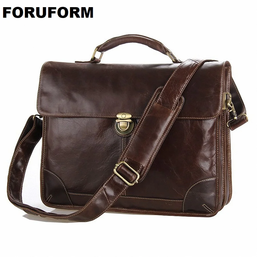 

Guaranteed 100% Real Genuine Leather Men's Briefcase Laptop Dispatch Travel Tote Bag Business Bags Factory Wholesale Bags LI-664