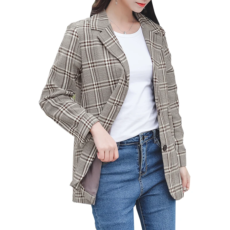 Women Plaid Blazer Long Sleeve Single Breasted Slim Checked Coat Formal Jacket Office Suit Lady Outerwear Spring Autumn Plus 4XL
Women Plaid Blazer Long Sleeve Single Breasted Slim Checked Coat Formal Jacket Office Suit Lady Outerwear Spring Autumn Plus 4XL