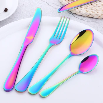 24PCS/Set Stainless Steel Rainbow Cutlery Set Dinnerware Set Western Food Cutlery Tableware Knife Fork Set Christmas Gift
24PCS/Set Stainless Steel Rainbow Cutlery Set Dinnerware Set Western Food Cutlery Tableware Knife Fork Set Christmas Gift