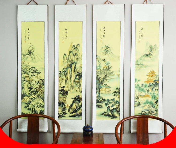 Large Scroll Painting / Landscape Four picture combination / Hotal Lobby Office Restaurant Living Study Tea Room adornments
Large Scroll Painting / Landscape Four picture combination / Hotal Lobby Office Restaurant Living Study Tea Room adornments
