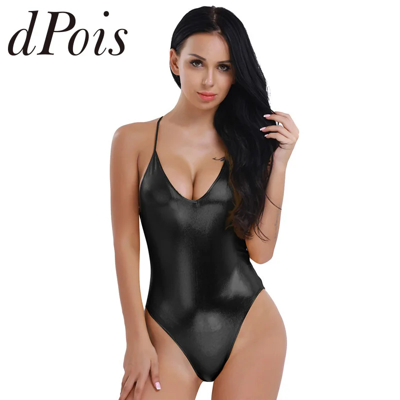Sexy Women Adult Patent Leather Spaghetti Shoulder Straps Deep V-Neck Thong Monokini One Piece Bodysuit Bodycon Dance Leotard
Sexy Women Adult Patent Leather Spaghetti Shoulder Straps Deep V-Neck Thong Monokini One Piece Bodysuit Bodycon Dance Leotard