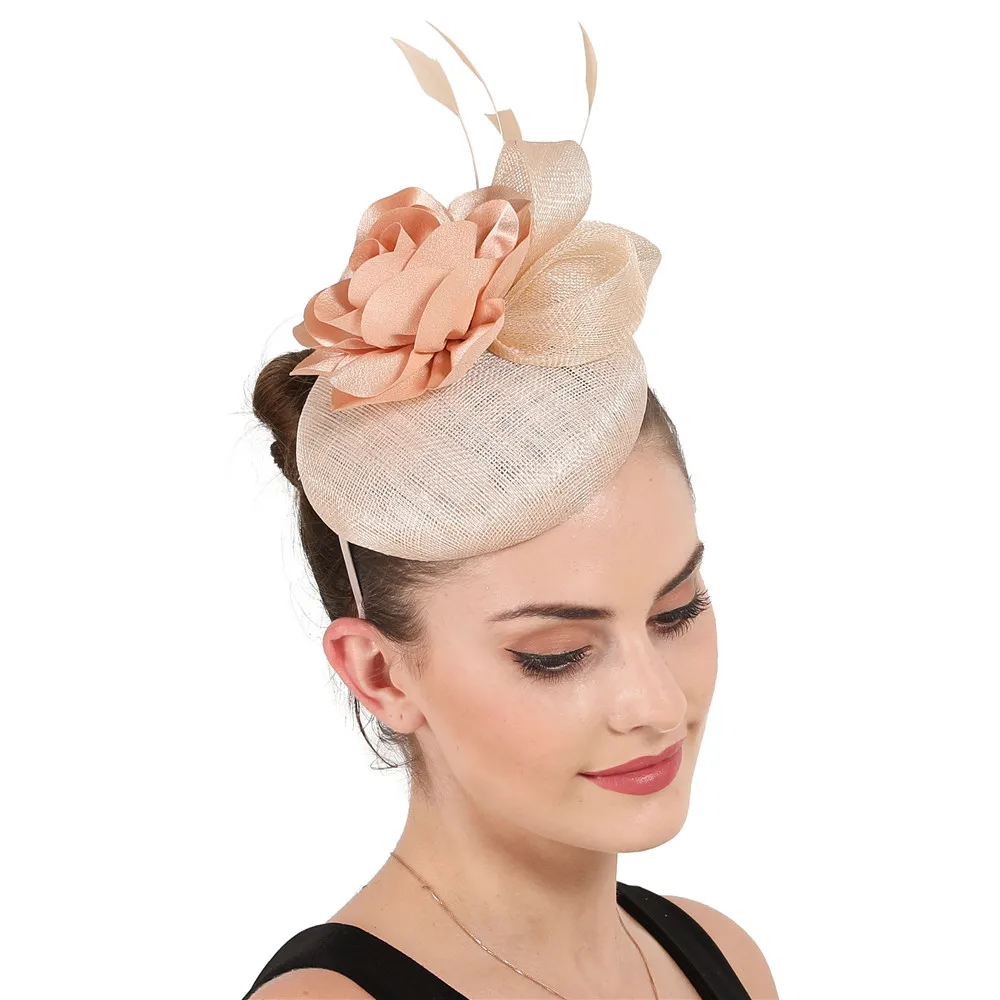 4-layer sinamay Women Champagne wedding Feather Flower With Bow Ladies Hair Accessories Wedding Party Floral millinery hatSYF655
4-layer sinamay Women Champagne wedding Feather Flower With Bow Ladies Hair Accessories Wedding Party Floral millinery hatSYF655
