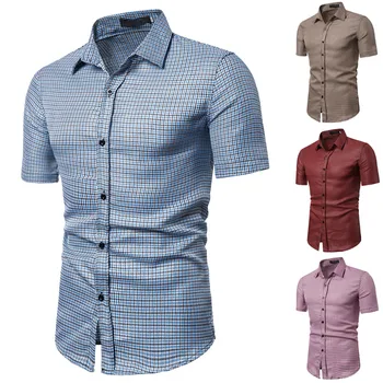 Mens Tops Men's Lattice Splicing Pattern Casual Fashion Lapel Short Sleeve Shirt
Mens Tops Men's Lattice Splicing Pattern Casual Fashion Lapel Short Sleeve Shirt