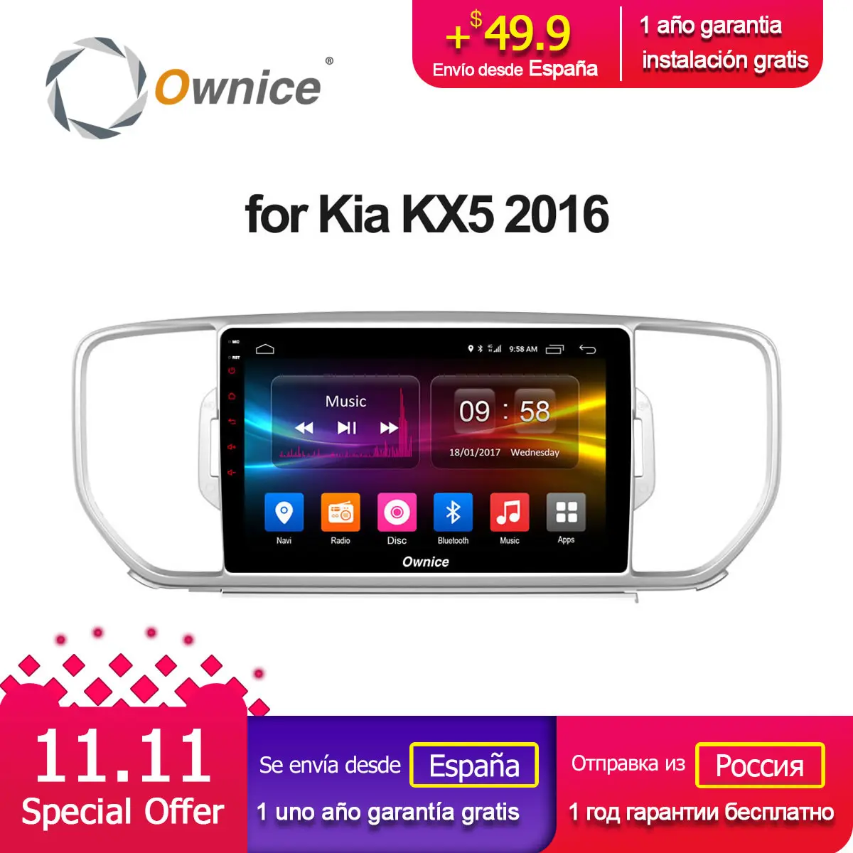 

Ownice C500+ G10 Octa Eight core Android 8.1 for KIA Sportage R 2016 KX5 car radio player DVD gps navi 2GB RAM 32GB support 4G