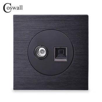 Coswall Aluminum Panel RJ45 Internet Jack With TV Outlet Wall Data Computer Socket Knight Black
Coswall Aluminum Panel RJ45 Internet Jack With TV Outlet Wall Data Computer Socket Knight Black
