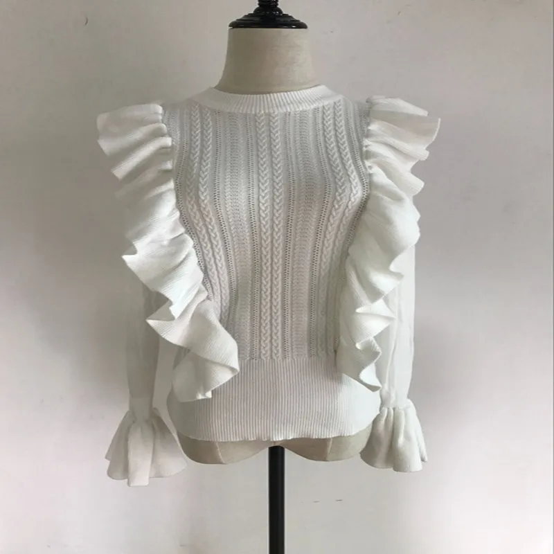 Women Soft Ruffled Sweaters Tops Flare Sleeve Solid Knitting Ladies Woman Casual Sweater Pullovers
Women Soft Ruffled Sweaters Tops Flare Sleeve Solid Knitting Ladies Woman Casual Sweater Pullovers