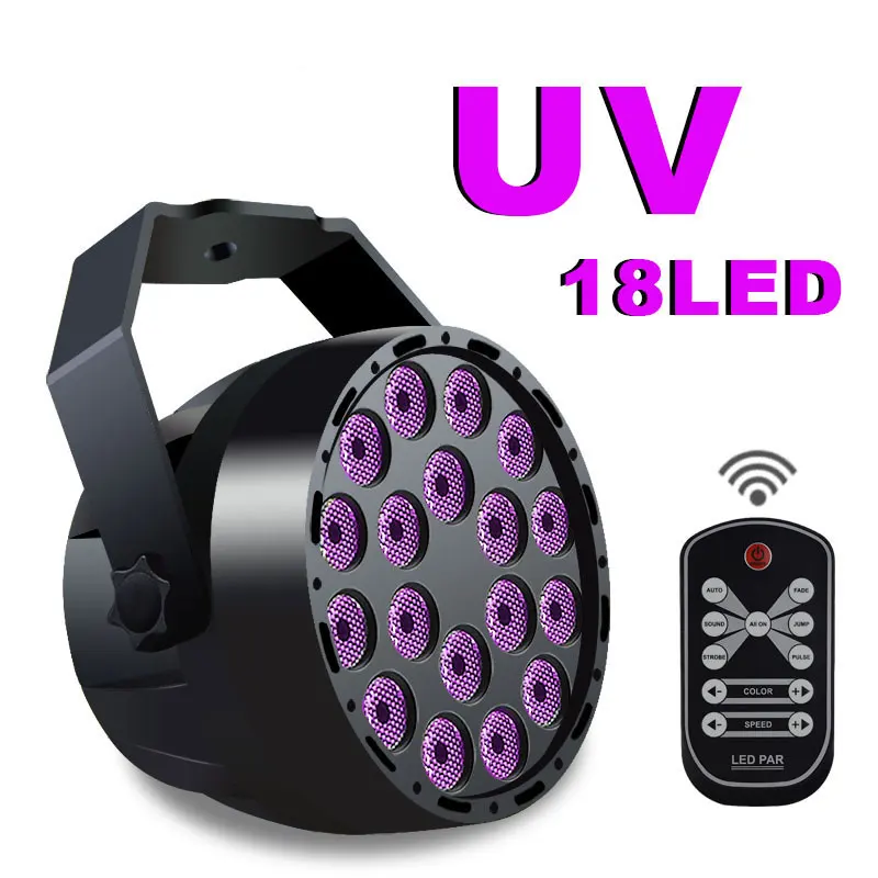 Mini 18W UV Led Par Disco Party Light DMX Strobe effect Soundlights with Remote Control
Mini 18W UV Led Par Disco Party Light DMX Strobe effect Soundlights with Remote Control
