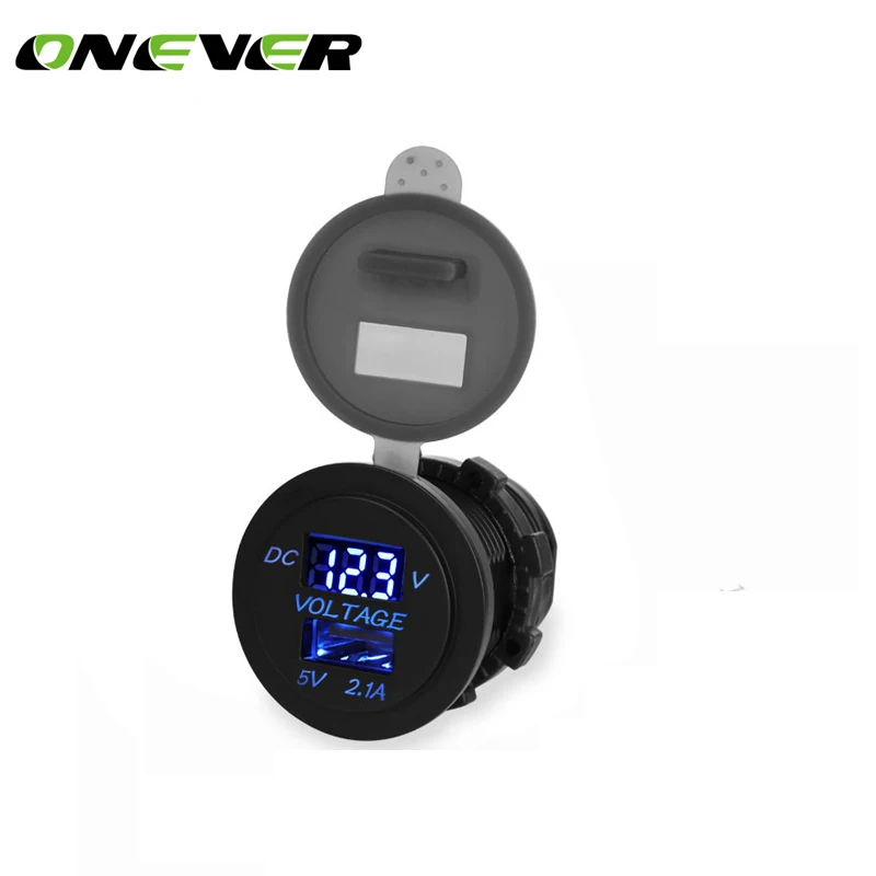 Onever LED Car 2.1A USB Socket Charger Outlet with Voltmeter Modification Accessory for Motorcycle Motor Truck ATV Boat 12-24V
Onever LED Car 2.1A USB Socket Charger Outlet with Voltmeter Modification Accessory for Motorcycle Motor Truck ATV Boat 12-24V