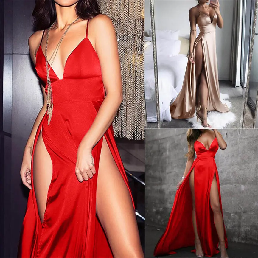 High-Split Dress Maxi Dress Sexy Women Solid Evening Party Clubwear Long Dresses V-Neck Dress Women M13
High-Split Dress Maxi Dress Sexy Women Solid Evening Party Clubwear Long Dresses V-Neck Dress Women M13