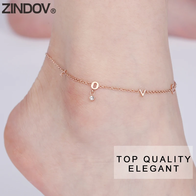 ZINDOV Anklet Bracelet Stainless Steel Foot Chain Silver Gold Rose Gold Tone Love Crystal Foot Jewelry Anklet Chain Women New
ZINDOV Anklet Bracelet Stainless Steel Foot Chain Silver Gold Rose Gold Tone Love Crystal Foot Jewelry Anklet Chain Women New