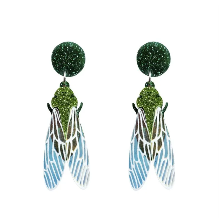 New Arrival Glitter Powder Insect Green Acrylic Drop Earrings Cicada Colorful Wings Dangle Earrings Personalized Brincos Women
New Arrival Glitter Powder Insect Green Acrylic Drop Earrings Cicada Colorful Wings Dangle Earrings Personalized Brincos Women