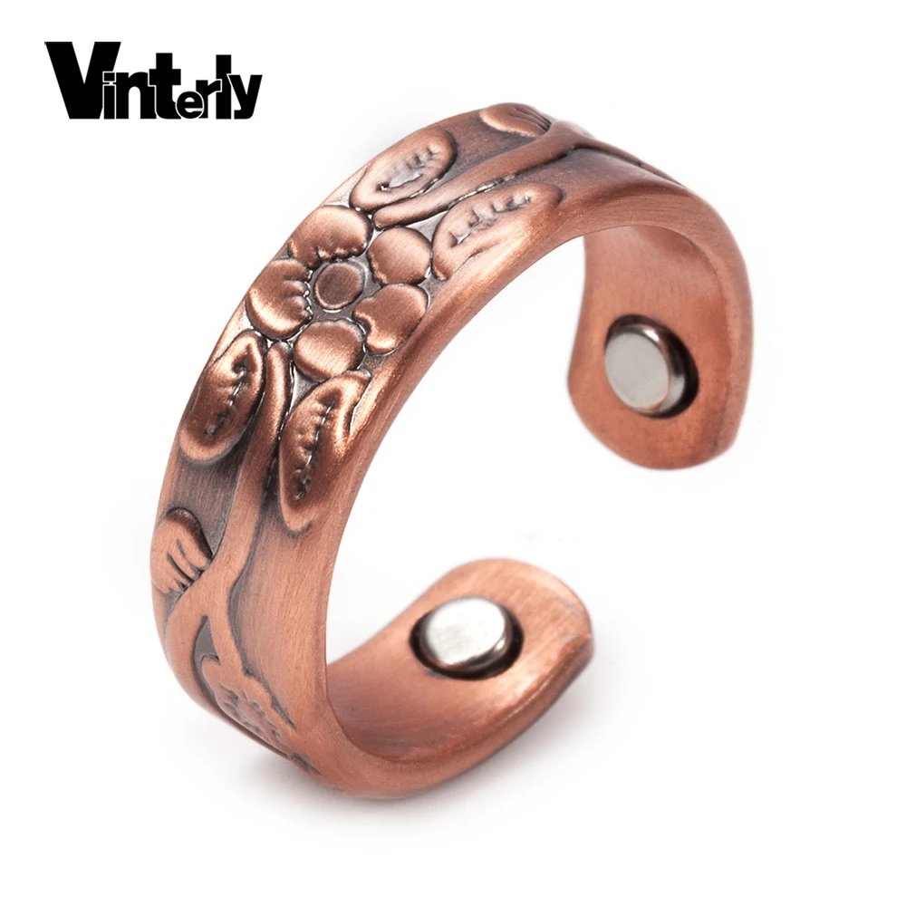 Vinterly Flower Pure Copper Rings Magnetic Vintage Adjustable Open Cuff Ring Simple Wedding Engagement Rings for Women Artritis
Vinterly Flower Pure Copper Rings Magnetic Vintage Adjustable Open Cuff Ring Simple Wedding Engagement Rings for Women Artritis