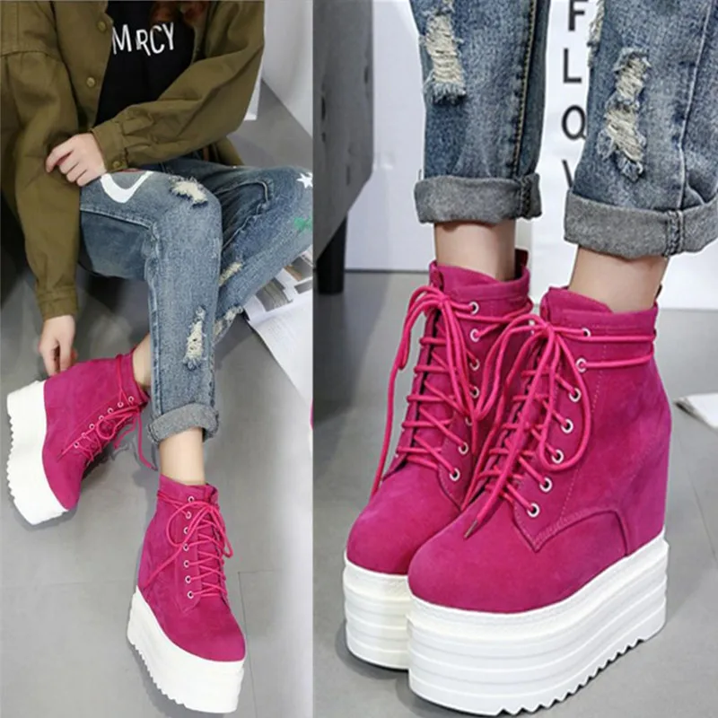 Womens Platform Round Toe Ankle Boots Wedge Super High Heels Lace Up High Top Shoes Black Rose 13CM A1401
Womens Platform Round Toe Ankle Boots Wedge Super High Heels Lace Up High Top Shoes Black Rose 13CM A1401