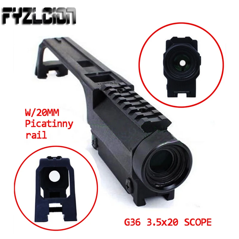High Quality Rifle Scope 3.5X20 G36 Hunting Base Handle for MP5 Metal Sight Weaver Rail Mount
High Quality Rifle Scope 3.5X20 G36 Hunting Base Handle for MP5 Metal Sight Weaver Rail Mount