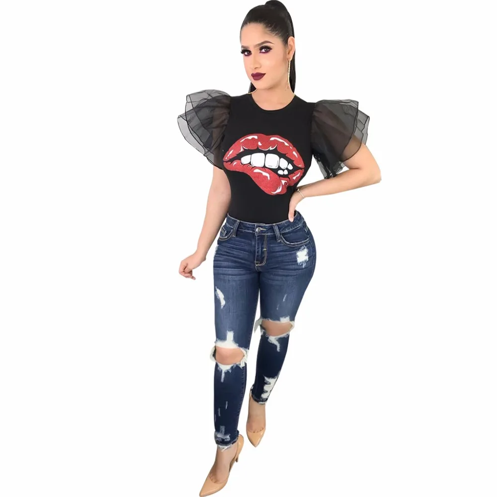 Mesh Short Butterfly Sleeve T Shirt Women Summer Streetwear Big Red Lips Print O Neck Tee Shirts Plus Size Ruffles Tops 2XL
Mesh Short Butterfly Sleeve T Shirt Women Summer Streetwear Big Red Lips Print O Neck Tee Shirts Plus Size Ruffles Tops 2XL