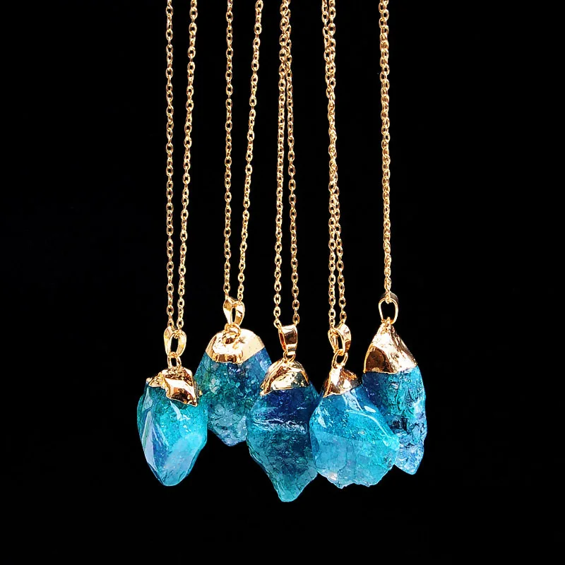 Natural irregular rough necklace personality blue crystal sweater chain unisex accessories for women
Natural irregular rough necklace personality blue crystal sweater chain unisex accessories for women