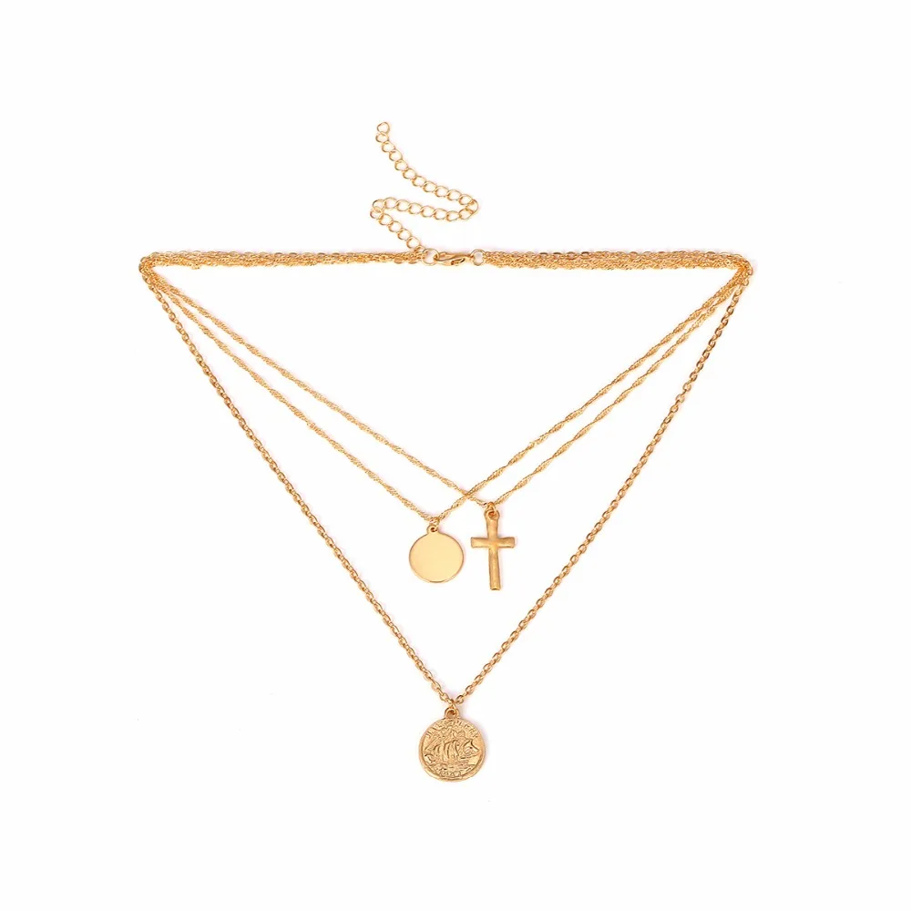 Rongho Vintage multi layer Cross chokers necklaces for women Gold metal coin circle penant necklace Boho bijoux
Rongho Vintage multi layer Cross chokers necklaces for women Gold metal coin circle penant necklace Boho bijoux