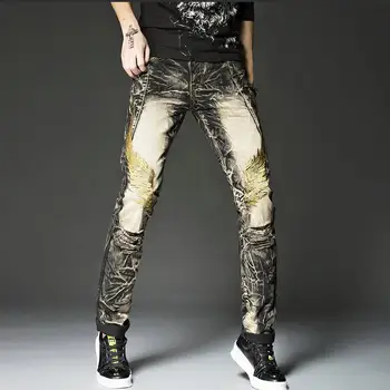 Mens Black Rock Hip Hop Jeans Studs Embroidery Gold Wings Pants Europe and America Street Fashion Vintage Ripped Straight Jeans
Mens Black Rock Hip Hop Jeans Studs Embroidery Gold Wings Pants Europe and America Street Fashion Vintage Ripped Straight Jeans