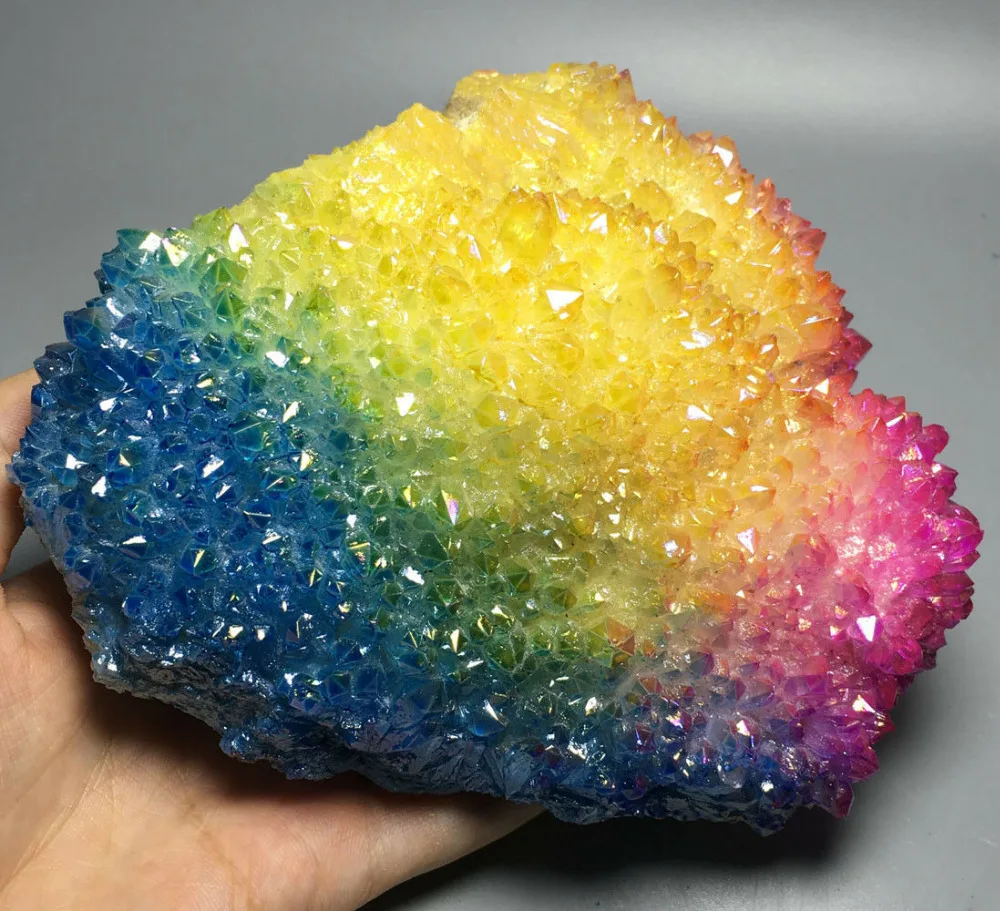 999g More color Aura Quartz Crystal Titanium Bismuth Silicon Cluster Rainbow wedding souvenirs
999g More color Aura Quartz Crystal Titanium Bismuth Silicon Cluster Rainbow wedding souvenirs