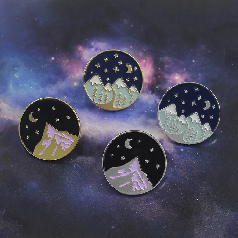 Forest Mountain Adventure Brooch Moonlight Stars Snow Mountain Camping Exploration Enamel Pin Travel Backpack Badge Hikers Gifts
Forest Mountain Adventure Brooch Moonlight Stars Snow Mountain Camping Exploration Enamel Pin Travel Backpack Badge Hikers Gifts