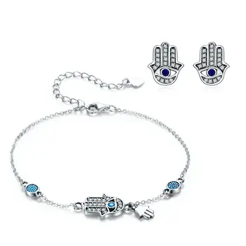 BISAER 2019 New 925 Sterling Silver Stud Earrings&Bracelet Clasic CZ Hand of Fatima Jewelry Set For Women Engagement Gift HPS109
BISAER 2019 New 925 Sterling Silver Stud Earrings&Bracelet Clasic CZ Hand of Fatima Jewelry Set For Women Engagement Gift HPS109