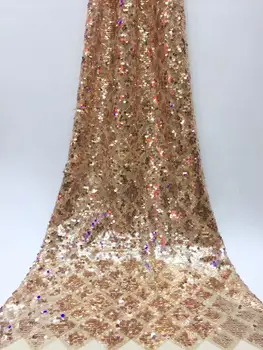 African French Gold Sequins Lace Fabric 2019 High Quality Gold Line Lace Fabric Nigerian Tulle Mesh Lace Fabrics for Wedding
African French Gold Sequins Lace Fabric 2019 High Quality Gold Line Lace Fabric Nigerian Tulle Mesh Lace Fabrics for Wedding