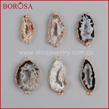 BOROSA Silver Color Or Rose Gold Color Freeform Natural Onyx Stone Slice Connector Double Bails Druzy DIY Bracelet S0952/R0952
BOROSA Silver Color Or Rose Gold Color Freeform Natural Onyx Stone Slice Connector Double Bails Druzy DIY Bracelet S0952/R0952