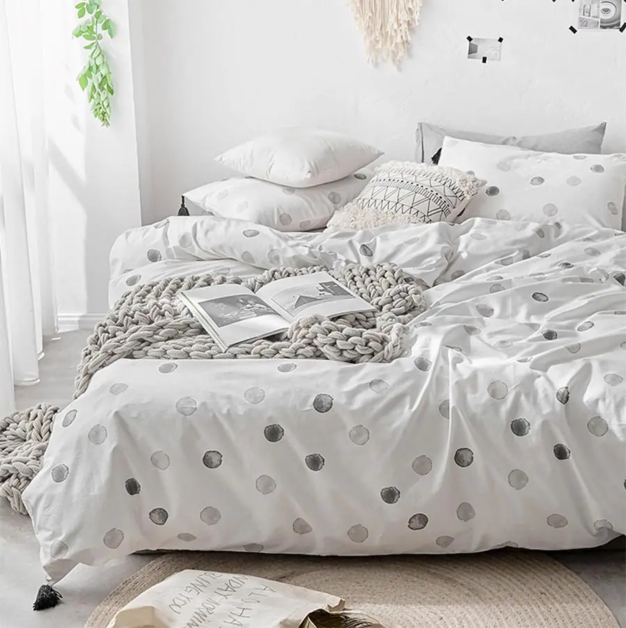 Fashion Polka Dot Single Double Bedding Set Teen Boy Twin Full