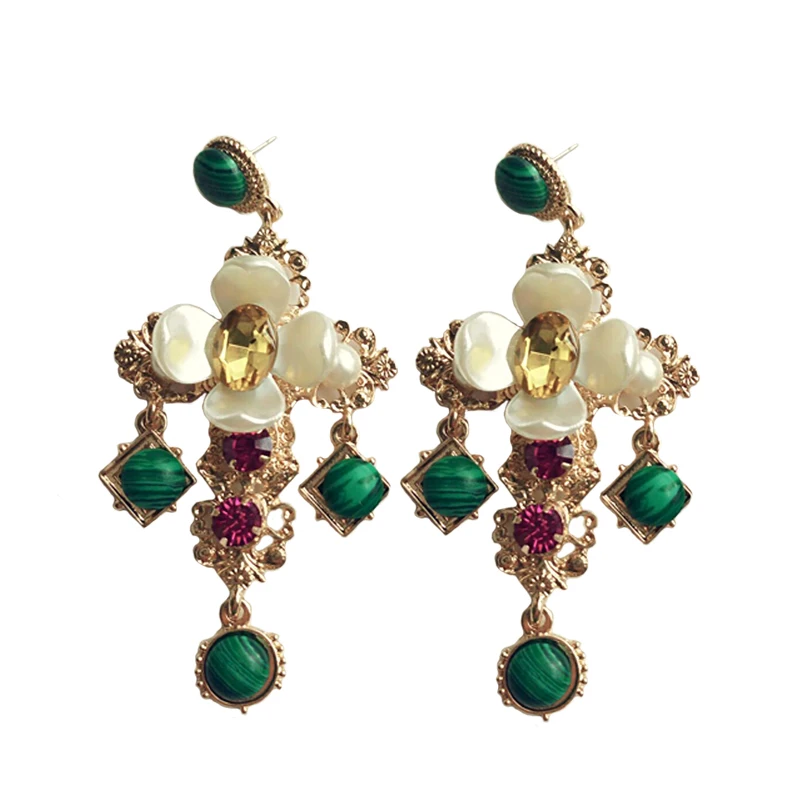 New Arrival Cross Green Crystal flower Long Drop Earrings for Women Vintage Big Large gold Earring Gifts Bijoux
New Arrival Cross Green Crystal flower Long Drop Earrings for Women Vintage Big Large gold Earring Gifts Bijoux