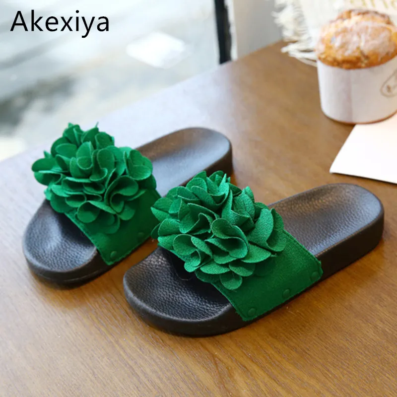 Akexiya Новый 2017 Лето Большой Цветок Дети Слайд Повседневная Пляж Сандалии Девочка