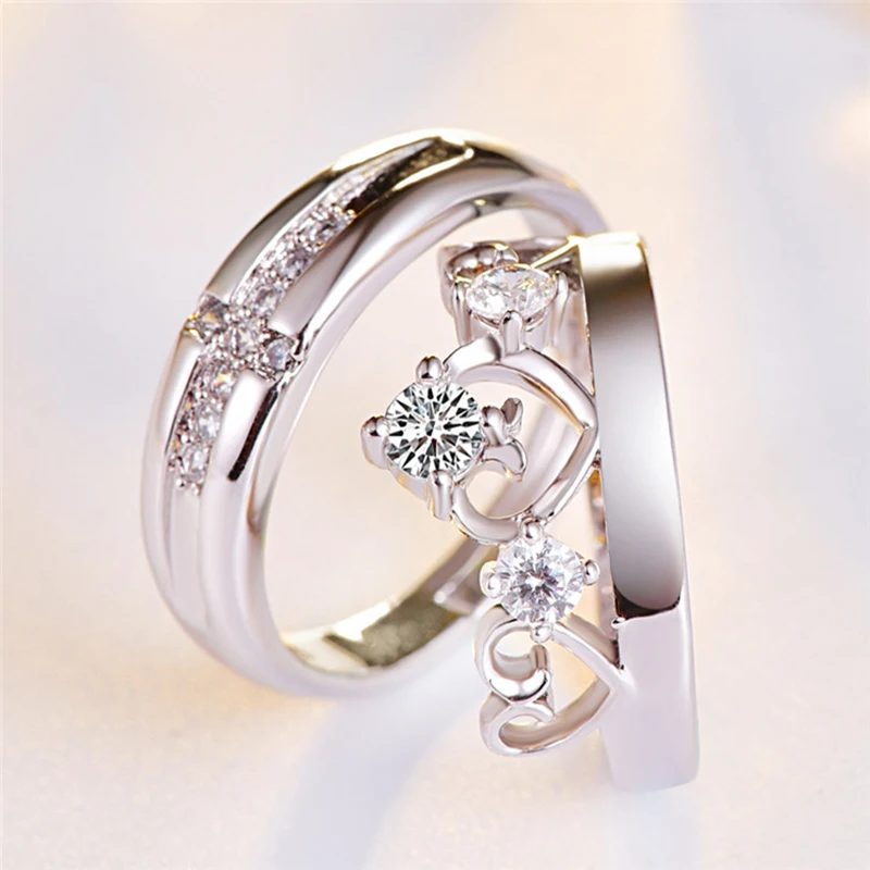 Personalized Stainless Steel Crown and Cross with Diamond Ring Prince and Princess Wedding Set Rings
Personalized Stainless Steel Crown and Cross with Diamond Ring Prince and Princess Wedding Set Rings