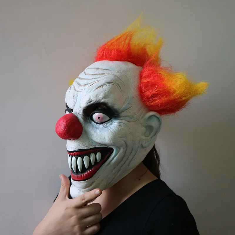 

Creepy Halloween Killer Clown Scary Mask Horror Masquerade Cosplay Emoji Party Full Face Masks Festival Costume Adult Ghost Mask