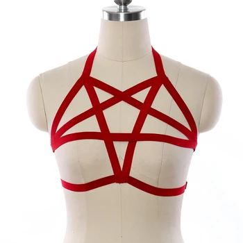 Red Cage Harness Chest Pentagram Belts Top Black Halter Bra Elastic Straps Cage Harness Lingerie Costume Women
Red Cage Harness Chest Pentagram Belts Top Black Halter Bra Elastic Straps Cage Harness Lingerie Costume Women