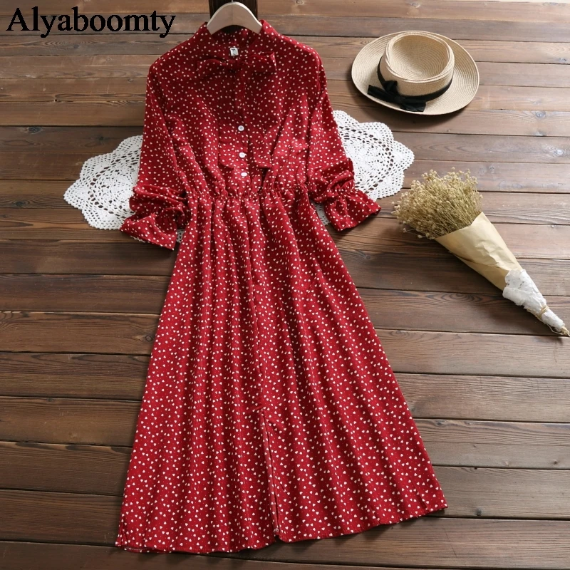 Mori Girl Spring Autumn Women Long Dress Bow Collar Floral Print Split Elegant Dress Korean Chiffon Red Black White Midi Dresses 
Mori Girl Spring Autumn Women Long Dress Bow Collar Floral Print Split Elegant Dress Korean Chiffon Red Black White Midi Dresses