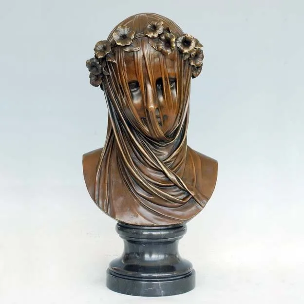 Delicate bronze sculptures veiled woman bust Statue home decoration art collection 
Delicate bronze sculptures veiled woman bust Statue home decoration art collection
