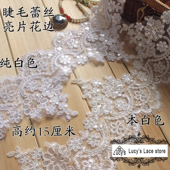 15CM 6 Yards/lot Ivory lace trim White lace trimming good quality embroidered sequins lace trims sewing for wedding dresses!
15CM 6 Yards/lot Ivory lace trim White lace trimming good quality embroidered sequins lace trims sewing for wedding dresses!