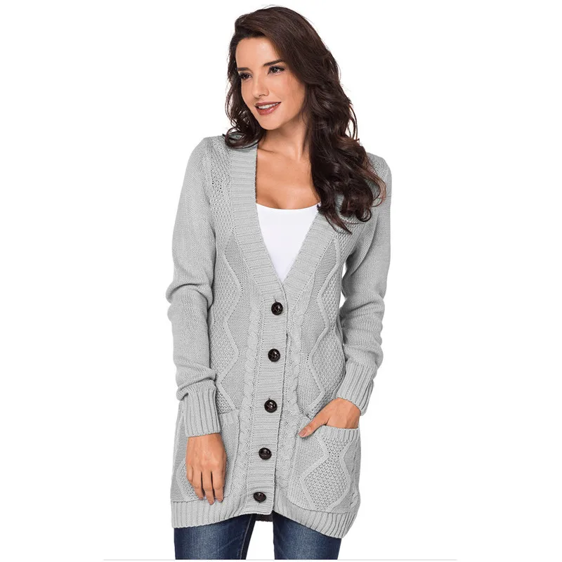 Winter knitted sweater New European and American gray black plus thick loose long-sleeved knit cardigan sweater feminina LR343
Winter knitted sweater New European and American gray black plus thick loose long-sleeved knit cardigan sweater feminina LR343