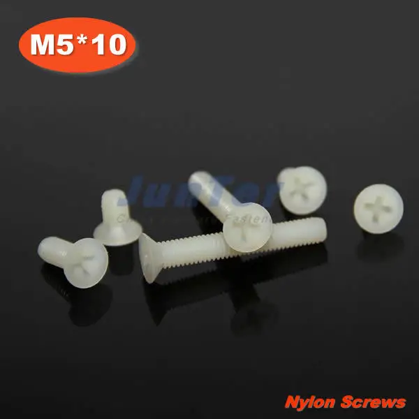 

100pcs/lot DIN965 M5*10 Nylon Machine Phillips Flat Head (Cross recessed countersunk head screws) Screw