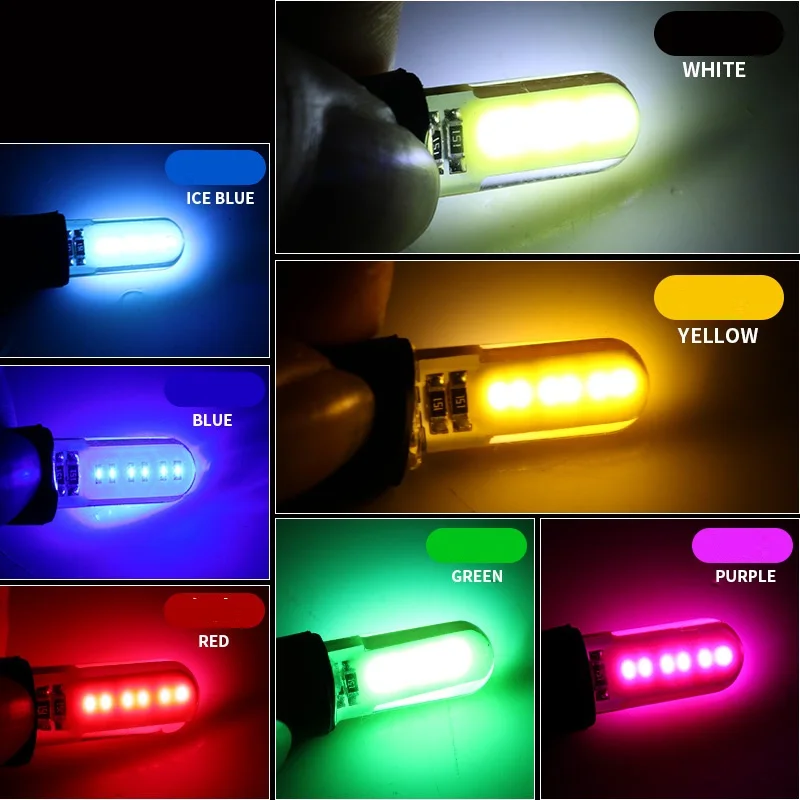 100pcs wholesale w5w led silicone Cob T10 194 168 W5W LED Interior Bulb Light Parking plate Lamps clearance lamp 12v Car styling (1)