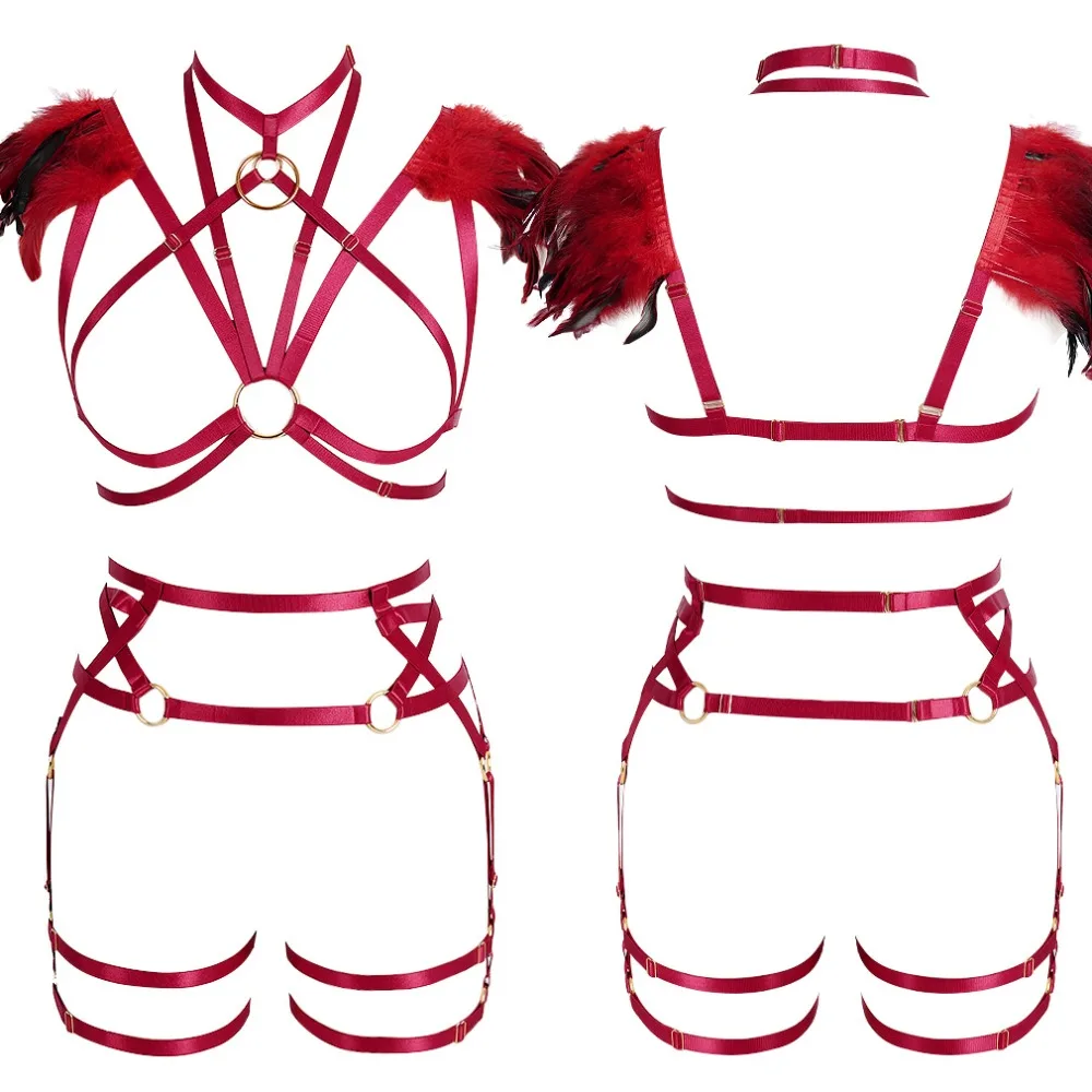 Crop Top Body Harness Bra Pentagram Lingerie Set Full Bondage Feather Wings Strappy Bralette Fashion Adjust Harajuku Festival
Crop Top Body Harness Bra Pentagram Lingerie Set Full Bondage Feather Wings Strappy Bralette Fashion Adjust Harajuku Festival