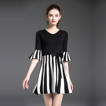 korean fashion women stripes knit dress new autumn spring female a-line dresses knitwear vestidos v neck basic outfit bow girl
korean fashion women stripes knit dress new autumn spring female a-line dresses knitwear vestidos v neck basic outfit bow girl