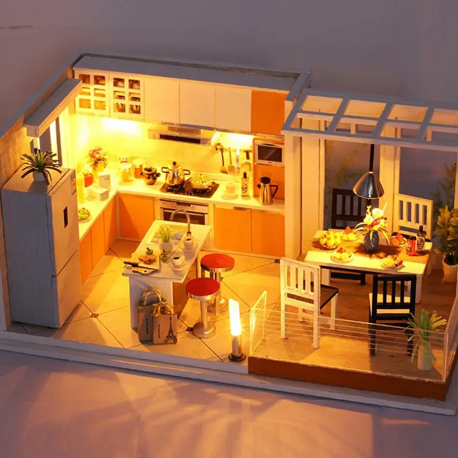 Dollhouse Furniture Miniature DIY Doll House Kit 3D Wooden Kitchen Room Graden Model Dollhouse Light Baby Kids Educational Toy
Dollhouse Furniture Miniature DIY Doll House Kit 3D Wooden Kitchen Room Graden Model Dollhouse Light Baby Kids Educational Toy