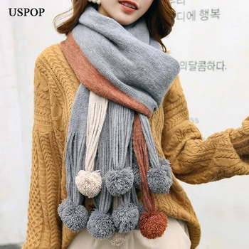 USPOP winter scarf women scarves fashion thick long scarf color-blocking pompoms pashmina soft warm thickened winter shawl
USPOP winter scarf women scarves fashion thick long scarf color-blocking pompoms pashmina soft warm thickened winter shawl