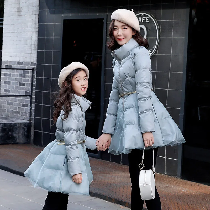 mother daughter dresses winter cotton down coats parent child clothing family matching outfits mom and dress kids baby | Мать и ребенок